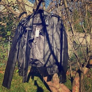 Brand new faux leather jacket with sliver accents